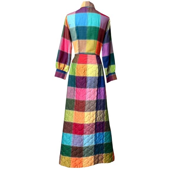 Nova Loungewear 1970s Vintage Dress Coat Quilted Skirt Size Fit S Long Sleeves - Picture 11 of 14